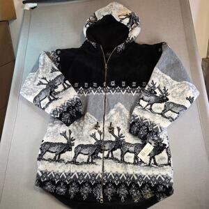 Mazmania Elk Herd Hoodie Women’s M NWT USA Made Wildlife Fleece Full Zip Jacket